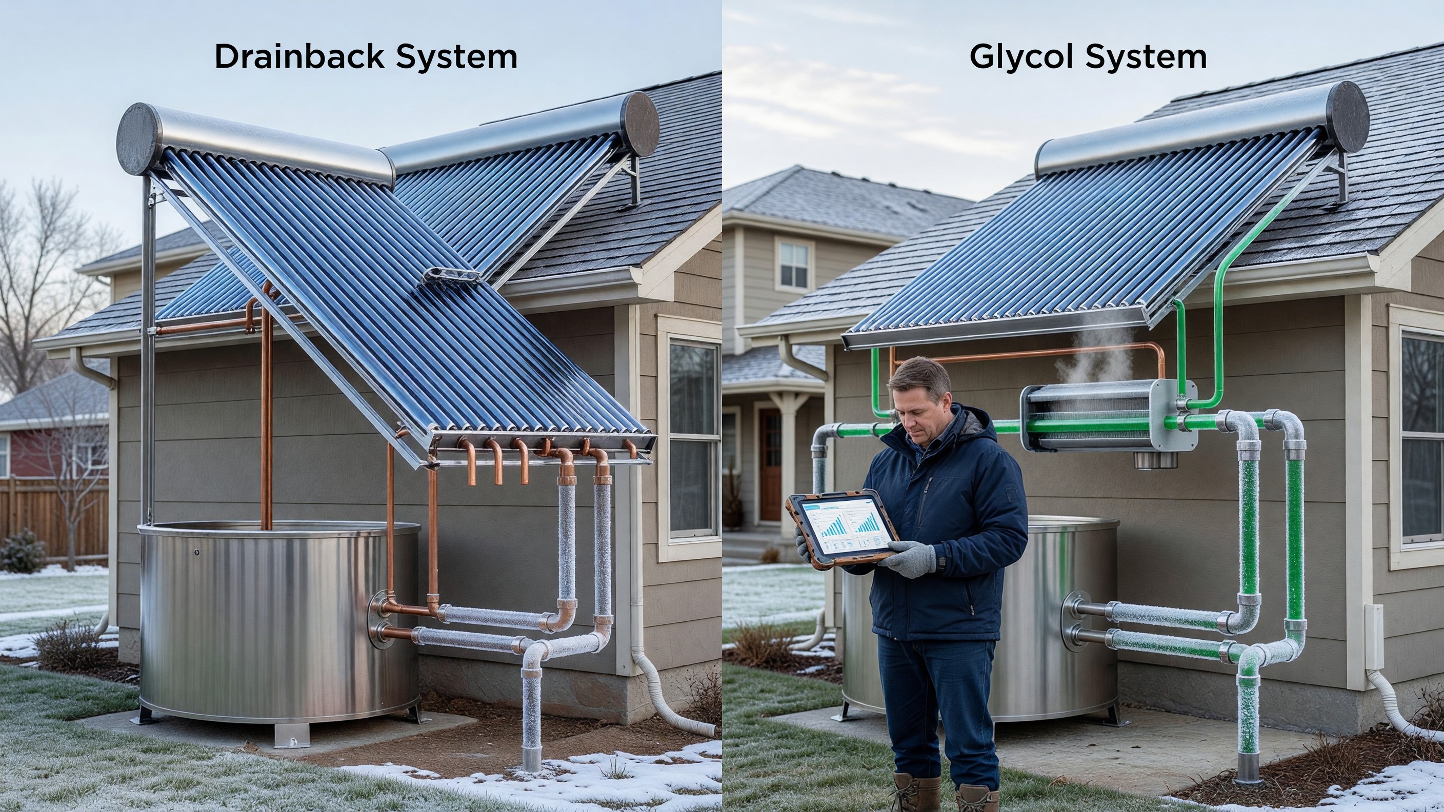 Freeze Protection for Solar Water Heaters: Drainback vs Glycol Systems